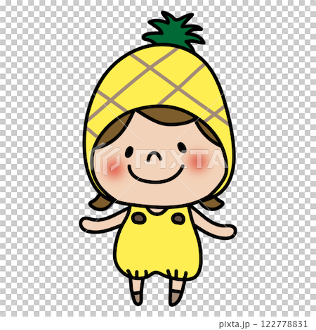 パイナップルのかぶり物をしている子供（女の子1） 122778831