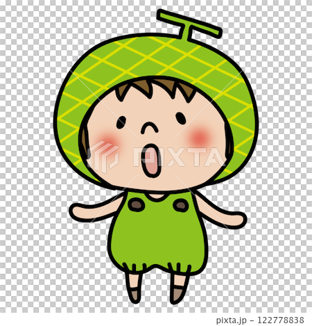 メロンのかぶり物をしている子供（女の子1） 122778838