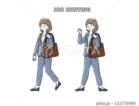 就職活動中の女性のシンプルなイラスト 4C 122778999