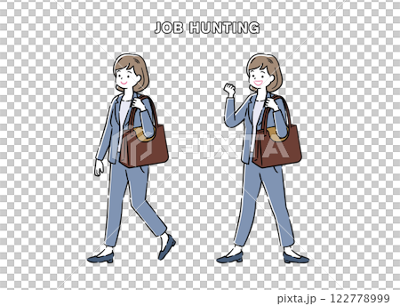就職活動中の女性のシンプルなイラスト 4C 122778999
