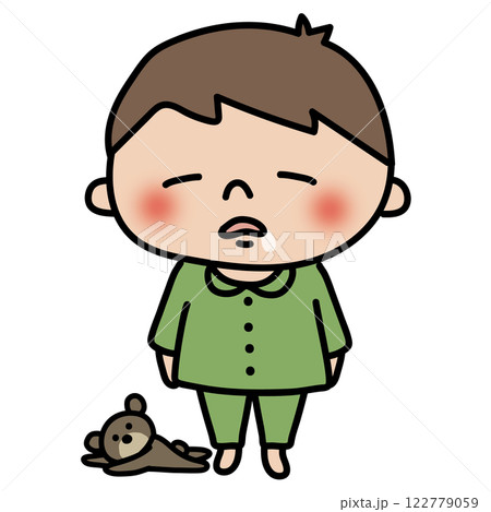 パジャマを着た眠そうな子供（男の子2） 122779059