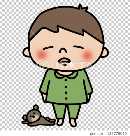 パジャマを着た眠そうな子供（男の子2） 122779059
