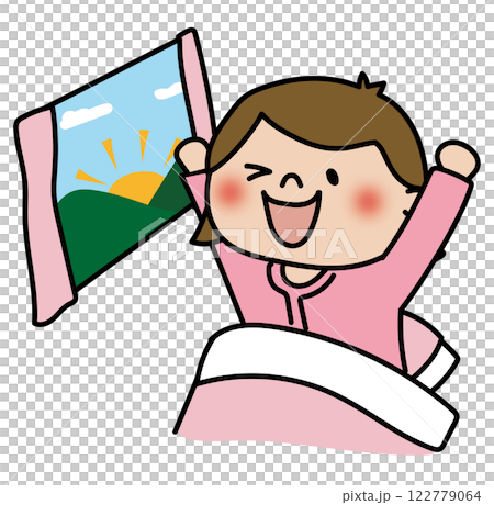 Child waking up in the morning (girl 1) 122779064