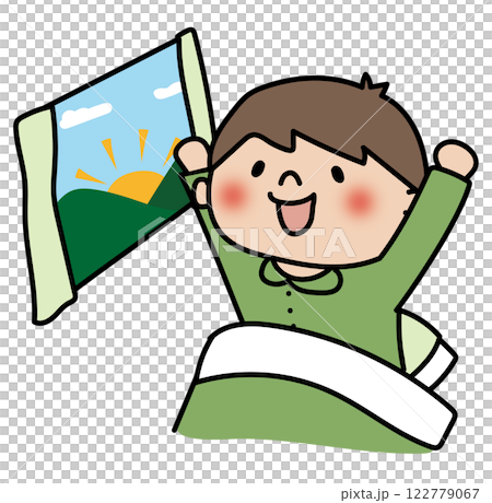 朝起きる子供（男の子2） 122779067