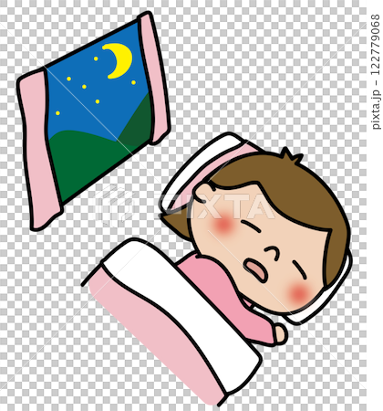 Child sleeping at night (girl 1) 122779068