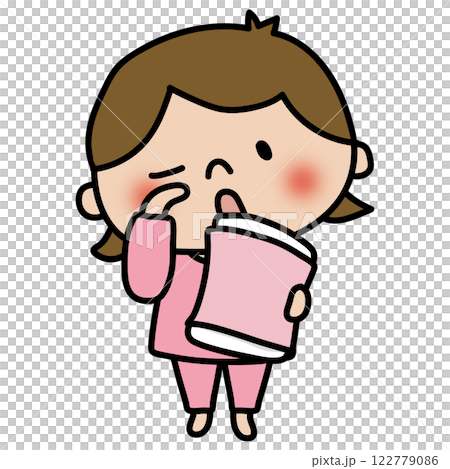 パジャマを着た眠そうな子供（女の子1） 122779086