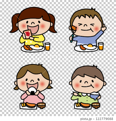 ご飯を食べる子供セット 122779088
