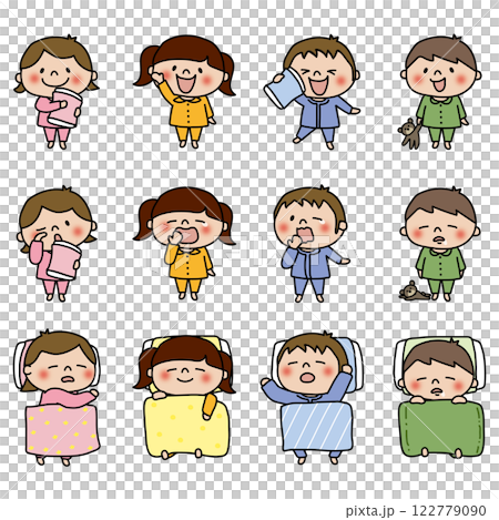 パジャマの子供のお泊りセット 122779090