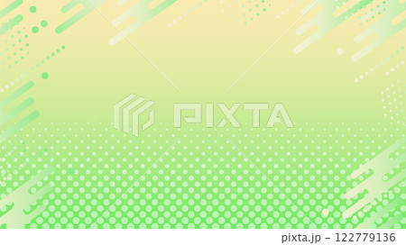 幾何学模様の背景　メンフィスフレーム（黄緑） 122779136