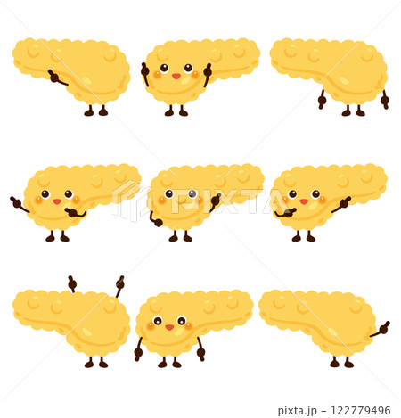 指さしをする膵臓のキャラクターセット 指さしをする膵臓のキャラクターセット 122779496