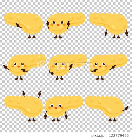 指さしをする膵臓のキャラクターセット 指さしをする膵臓のキャラクターセット 122779496