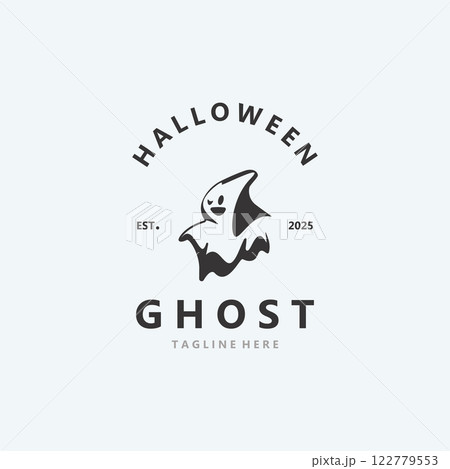 Halloween spooky ghost character in flat style isolated template design illustration Halloween spooky ghost character in flat style isolated template design illustration 122779553