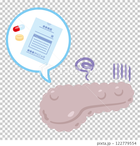 Illustration of a sick pancreas with medication 122779554