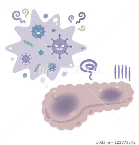 ウイルスに感染した膵臓のイラスト 122779578