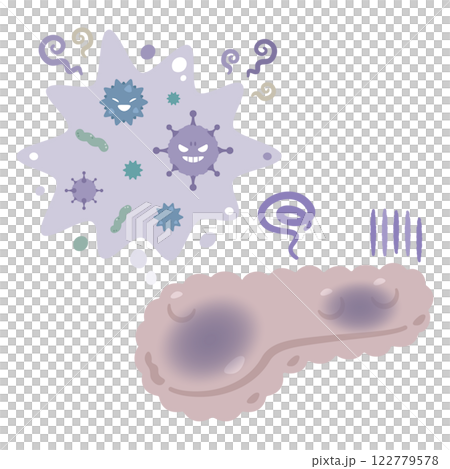 ウイルスに感染した膵臓のイラスト 122779578
