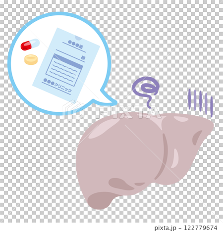 Illustration of drugs and a sick liver 122779674