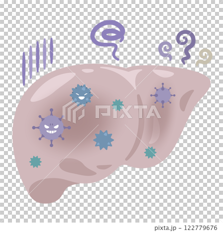 ウイルス性肝炎になった肝臓のイラスト 122779676