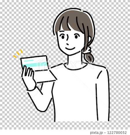 通帳を持つ女性 122780032