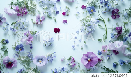 パンジーの背景、寒色系 122780461