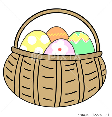 カゴとイースターエッグ（主線あり） 122780981