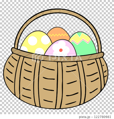 カゴとイースターエッグ（主線あり） 122780981