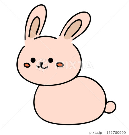 横向きのかわいいウサギ（線あり） 122780990