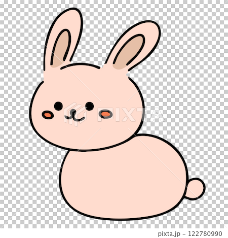 横向きのかわいいウサギ（線あり） 122780990