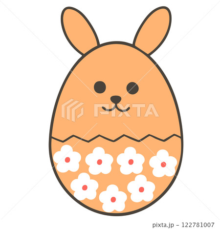 花柄のオレンジのイースターエッグ（線あり） 122781007