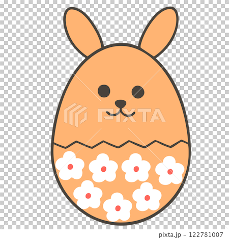 花柄のオレンジのイースターエッグ（線あり） 122781007