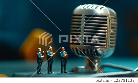 マイクの前のミニチュア 122781138