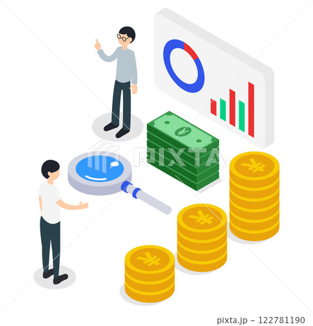 市場分析と投資戦略を示す金融のアイソメトリックイラスト 市場分析と投資戦略を示す金融のアイソメトリックイラスト 122781190