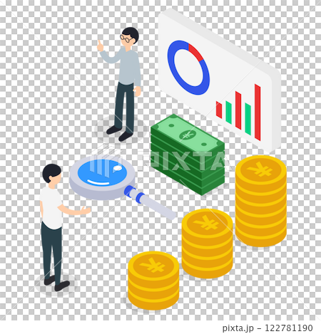 市場分析と投資戦略を示す金融のアイソメトリックイラスト 市場分析と投資戦略を示す金融のアイソメトリックイラスト 122781190
