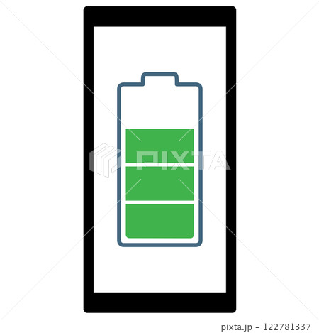 スマホに映された電池の残量のイラスト 122781337