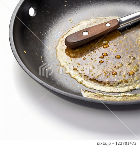 Stainless Steel Frying Pan on Stove Top Generative AI illustration 122781472