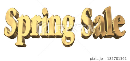 3DCG文字「Spring Sale（スプリングセール）」ゴールド,金 122781561
