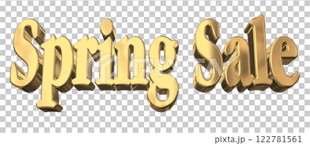 3DCG文字「Spring Sale（スプリングセール）」ゴールド,金 122781561