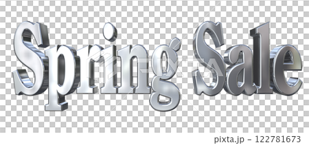 3DCG文字「Spring Sale（スプリングセール）」シルバー,銀 122781673