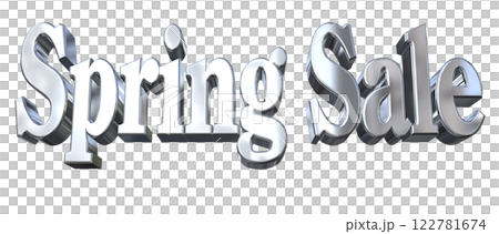 3DCG文字「Spring Sale（スプリングセール）」シルバー,銀 122781674