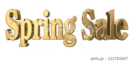 3DCG文字「Spring Sale（スプリングセール）」ゴールド,金 122781687