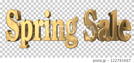 3DCG lettering "Spring Sale" in gold 122781687