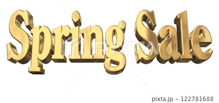 3DCG文字「Spring Sale（スプリングセール）」ゴールド,金 122781688