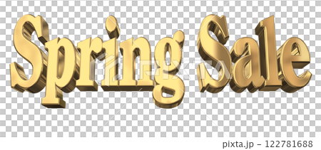 3DCG文字「Spring Sale（スプリングセール）」ゴールド,金 122781688