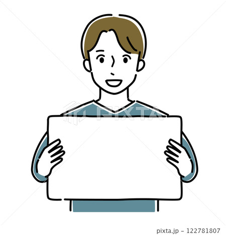 メッセージボードと若い男性 122781807