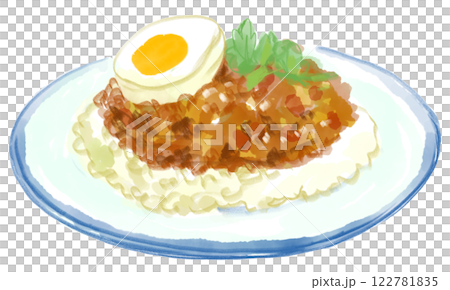 美味しそうなドライカレーのリアルな水彩イラスト 122781835