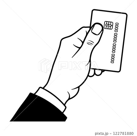 hand holding a credit card or bank card without background hand holding a credit card or bank card without background 122781880