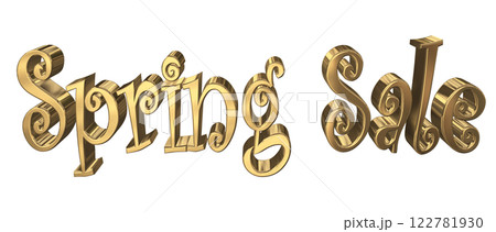 3DCG文字「Spring Sale（スプリングセール）」ゴールド,金 122781930