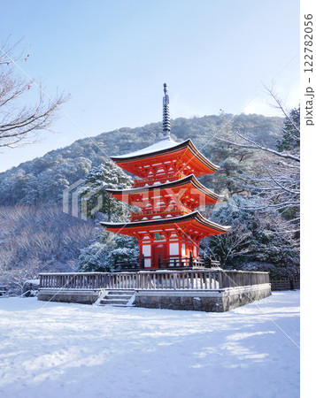 清水寺の三重塔の雪景色 清水寺の三重塔の雪景色 122782056
