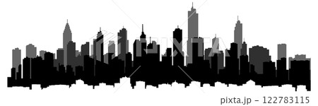 black and white city silhouette without background	 122783115