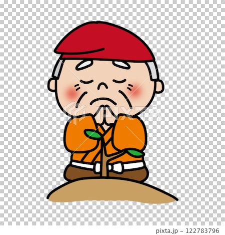 老人向白花祈禱 122783796