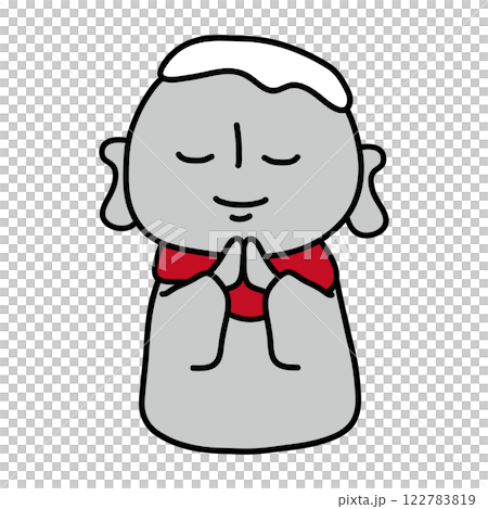 頭上覆蓋著雪的地藏菩薩像 122783819